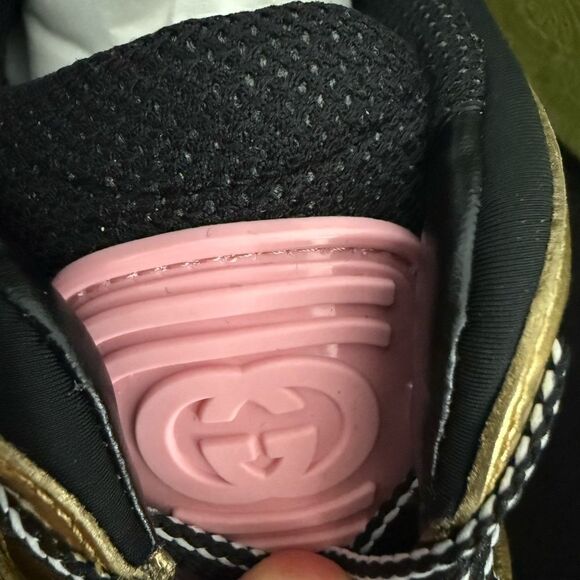 Brand new with box and dustbag Gucci Wmns Basket 'Black Gold Pink size 11 - Picture 5 of 12